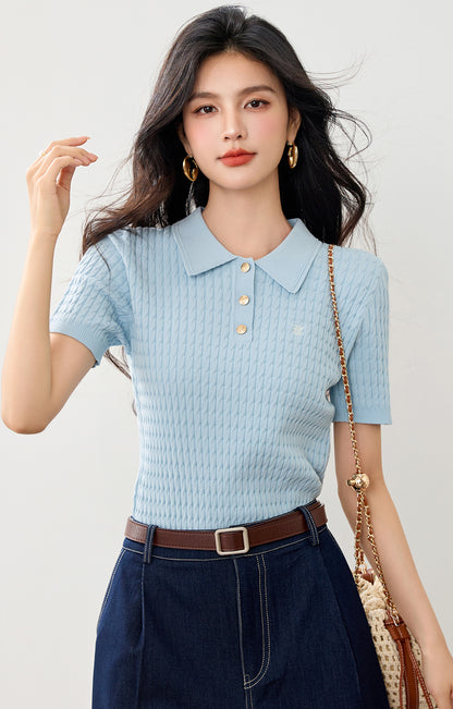 半袖レディースニットTシャツ