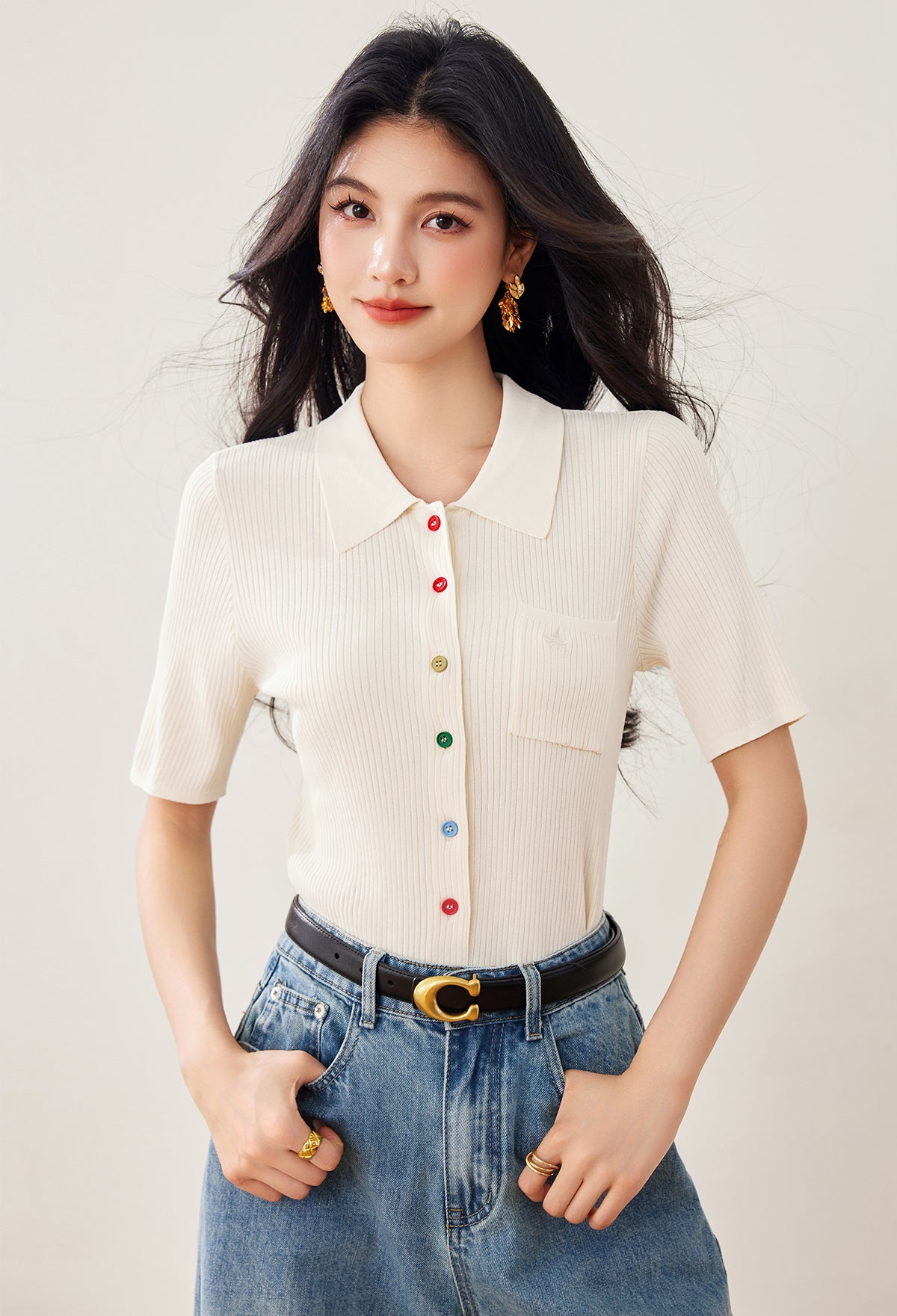 ショートアイスシルクニット半袖シャツ