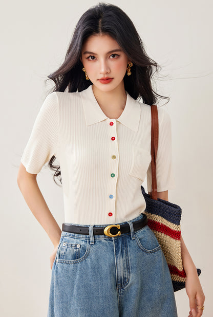 ショートアイスシルクニット半袖シャツ