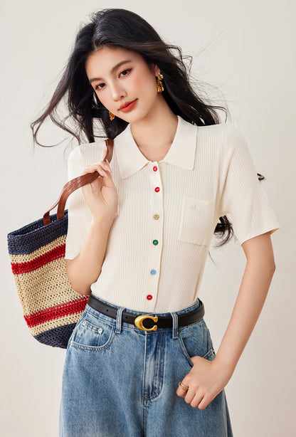 ショートアイスシルクニット半袖シャツ