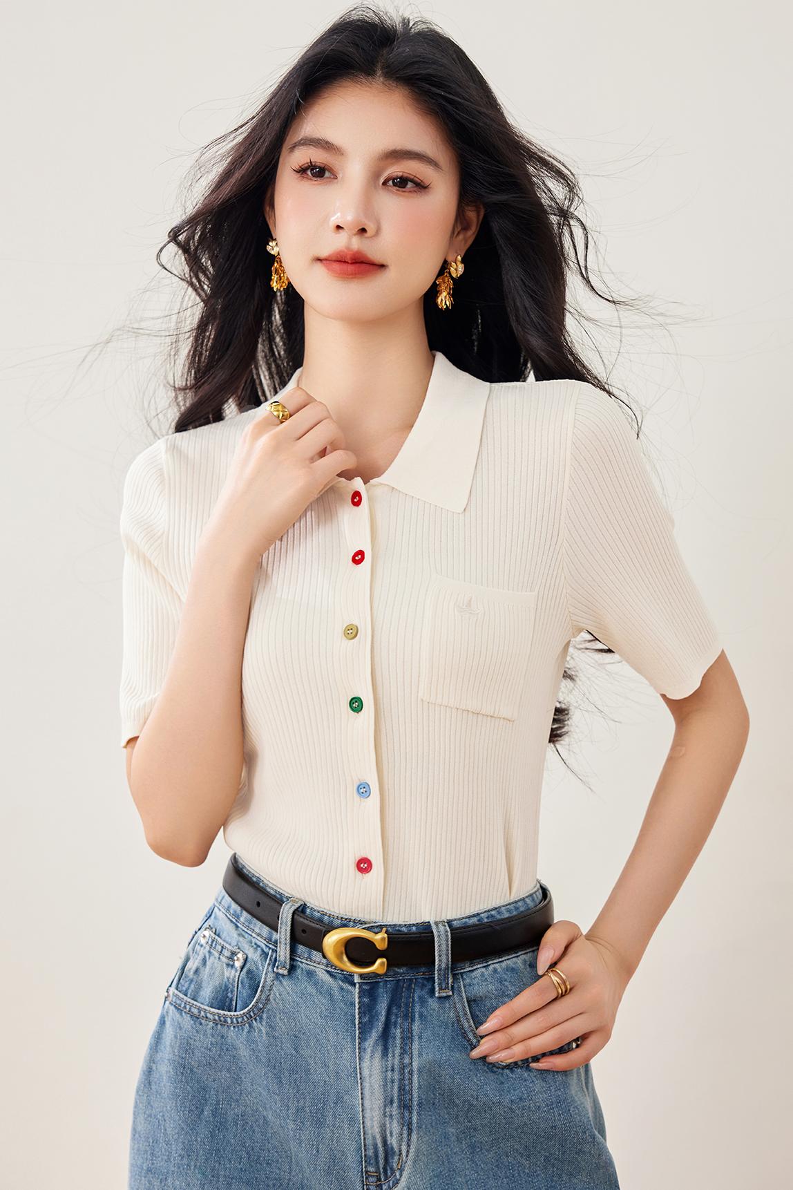 ショートアイスシルクニット半袖シャツ