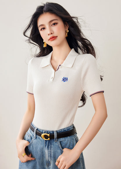 レトロシンプルカレッジスタイルポロセーター