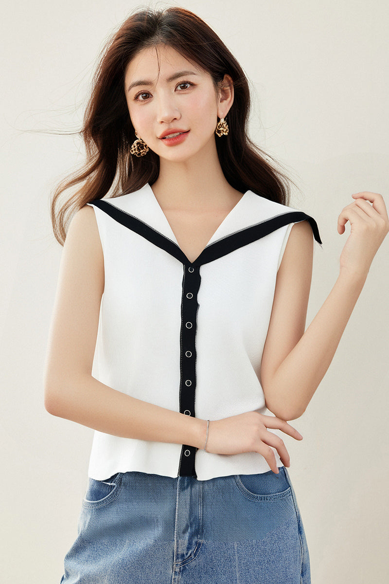 ベストカーディガンフレンチノースリーブトップ