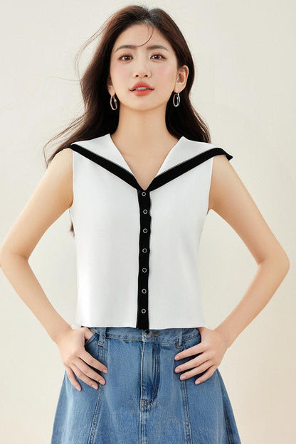 ベストカーディガンフレンチノースリーブトップ