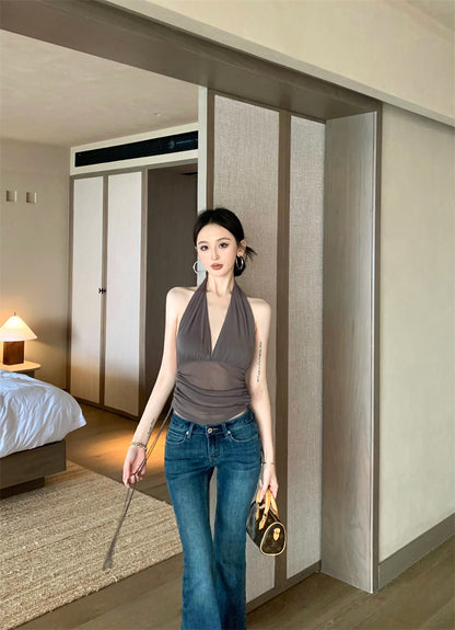 セクシーホットメッシュホルタートップ