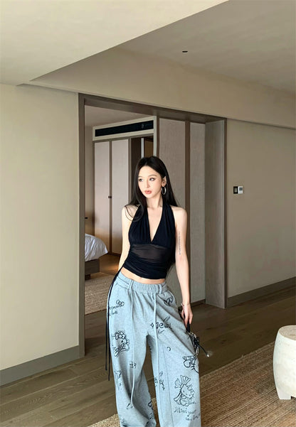 セクシーホットメッシュホルタートップ