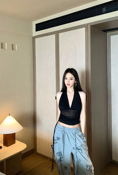 セクシーホットメッシュホルタートップ