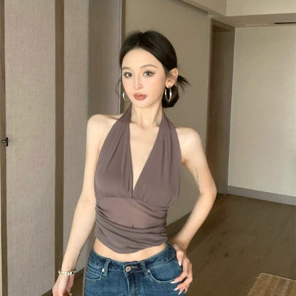 セクシーホットメッシュホルタートップ