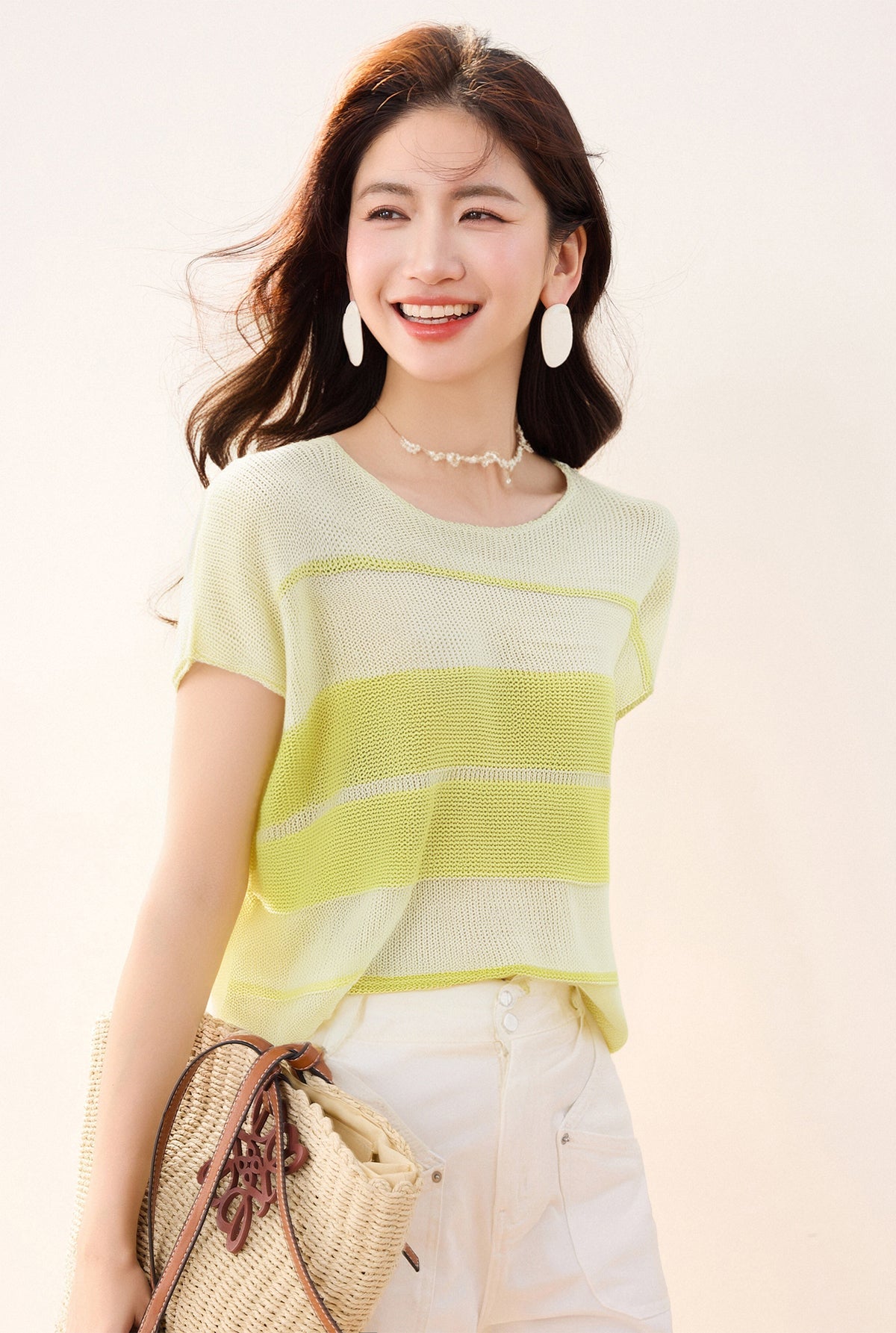 グラデーション半袖セーター