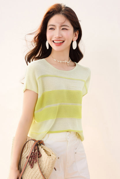 グラデーション半袖セーター