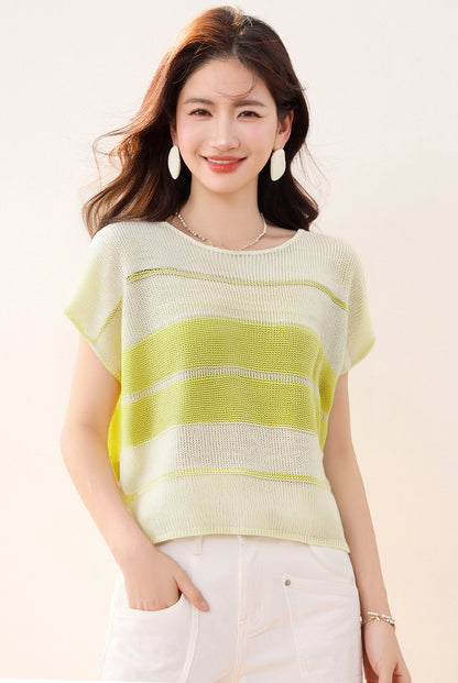 グラデーション半袖セーター