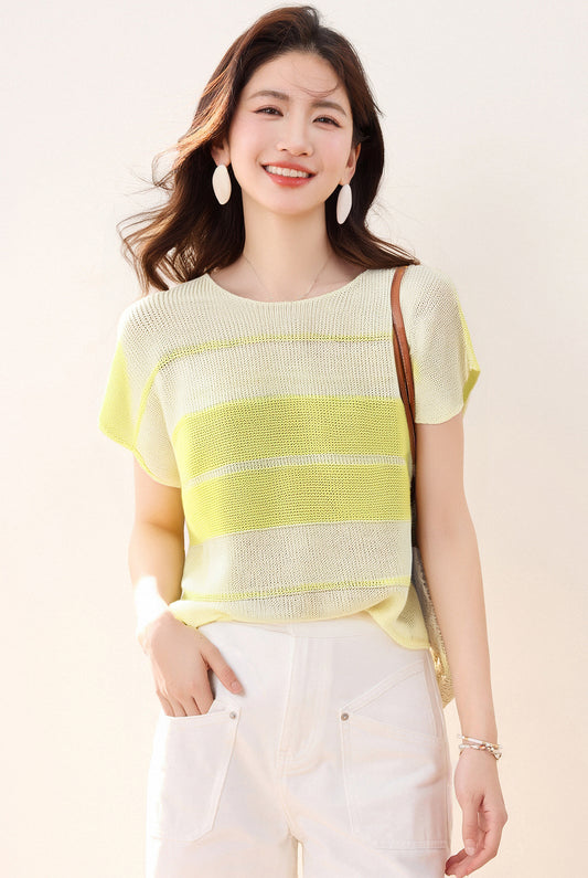 グラデーション半袖セーター