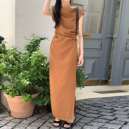 D6 フレンチエレガントワンラインネックドレス