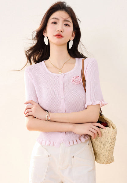 フラワーイヤーエッジセーター