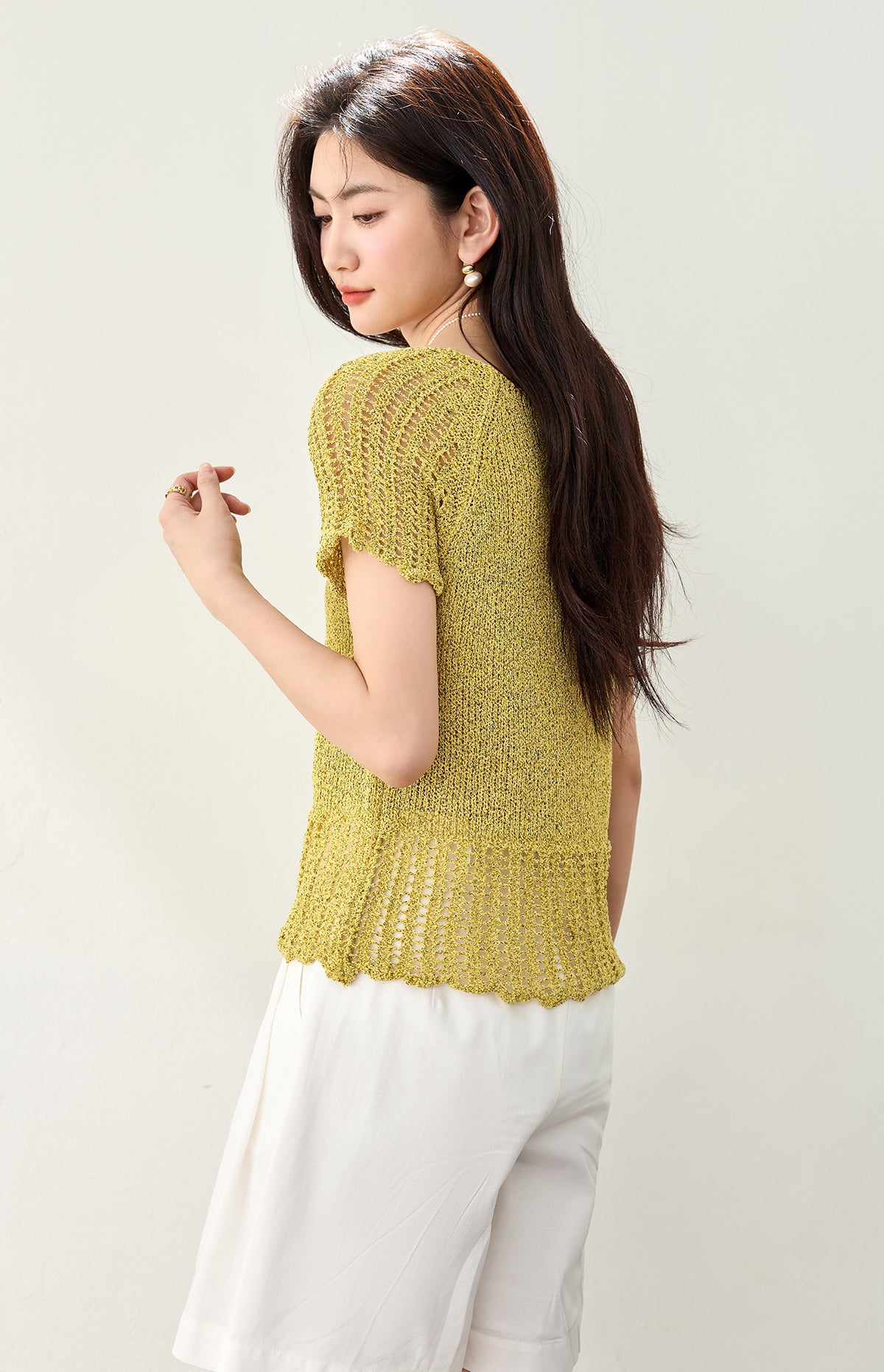 ホローニット半袖Tシャツ