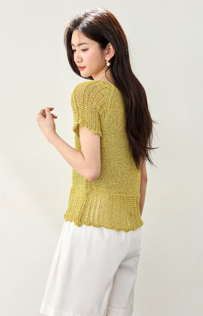 ホローニット半袖Tシャツ