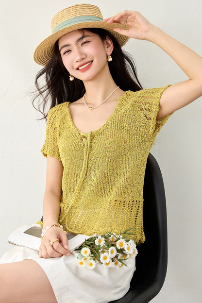 ホローニット半袖Tシャツ