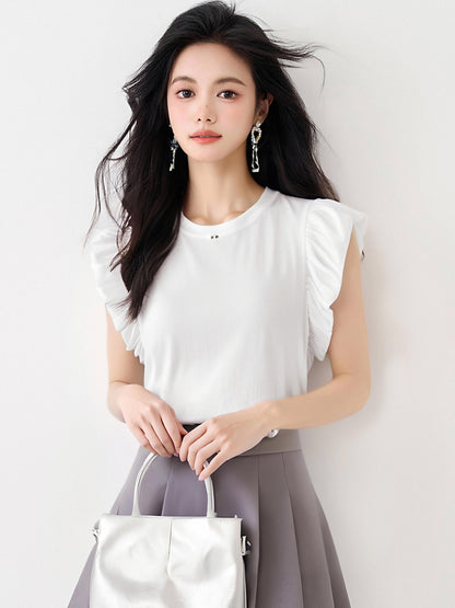 ホワイトラウンドネックシャツ