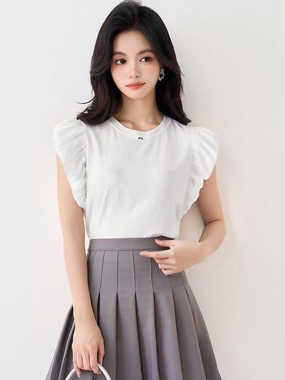 ホワイトラウンドネックシャツ