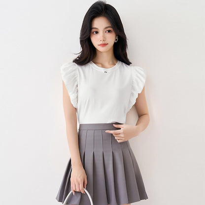 ホワイトラウンドネックシャツ