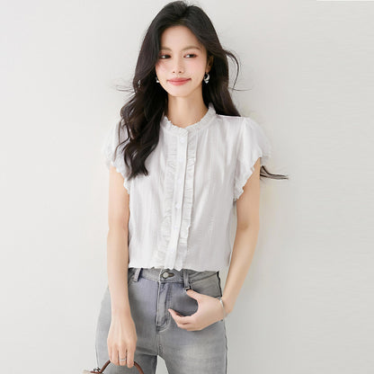 韓国製カラージャカード半袖シャツ