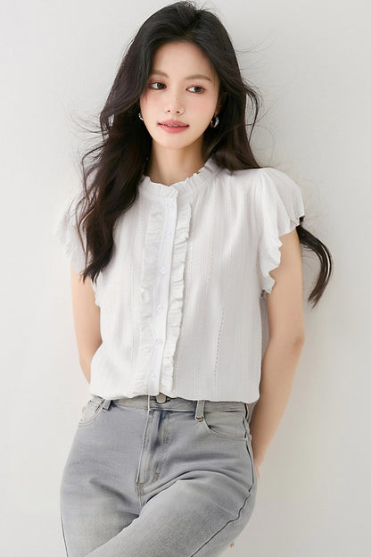 韓国製カラージャカード半袖シャツ