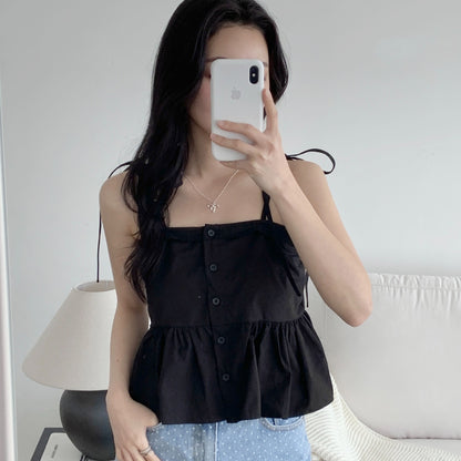 広いレースレースアップキャミソールシャツ