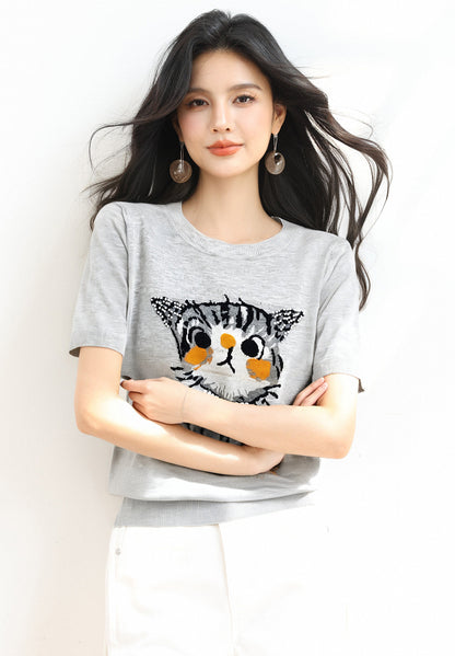 韓国猫半袖Tシャツ