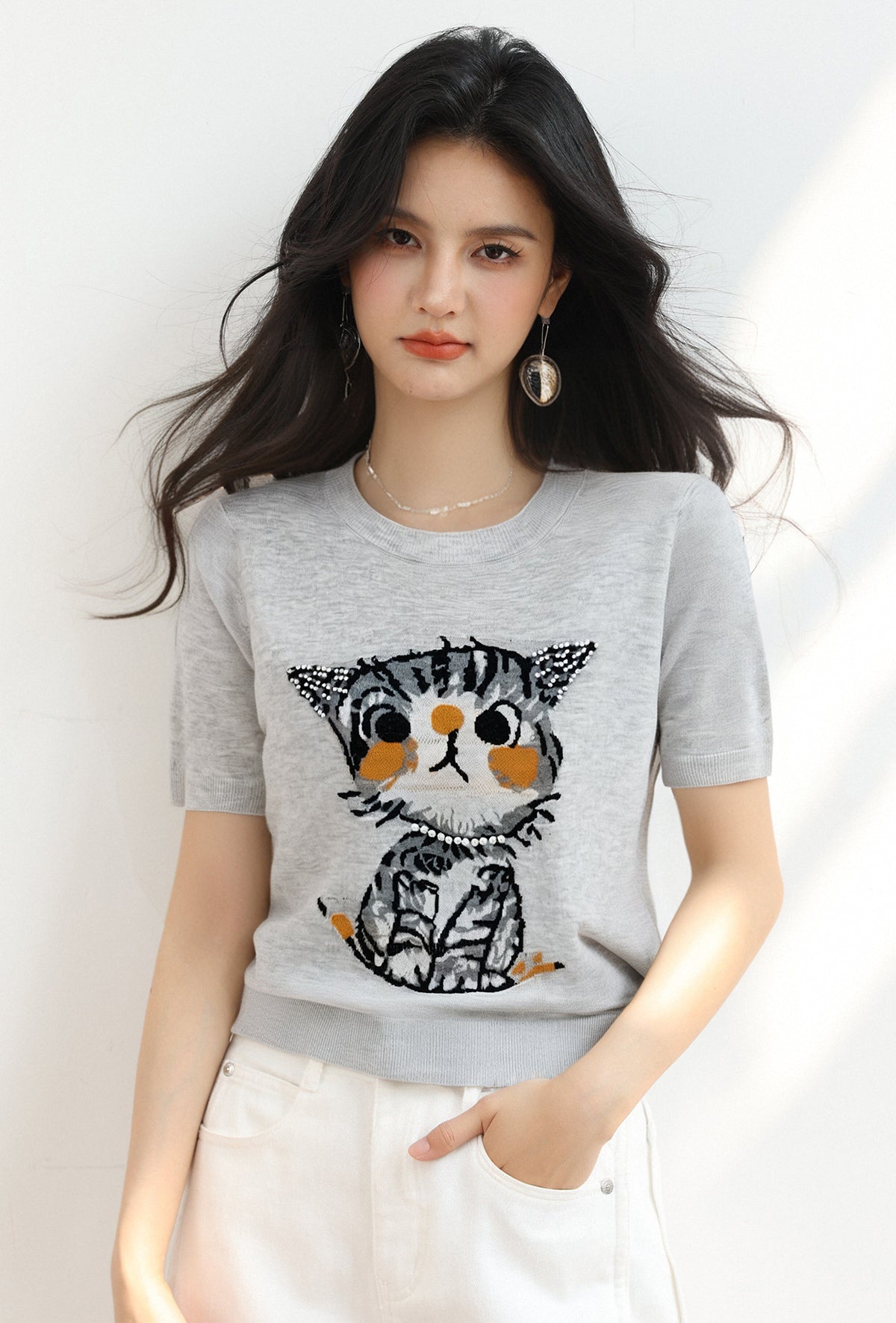 韓国猫半袖Tシャツ