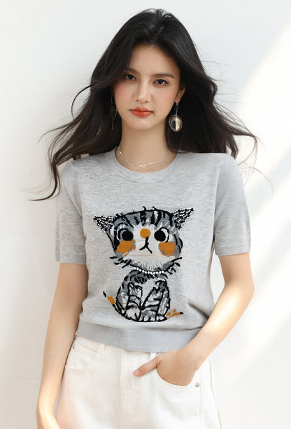 韓国猫半袖Tシャツ