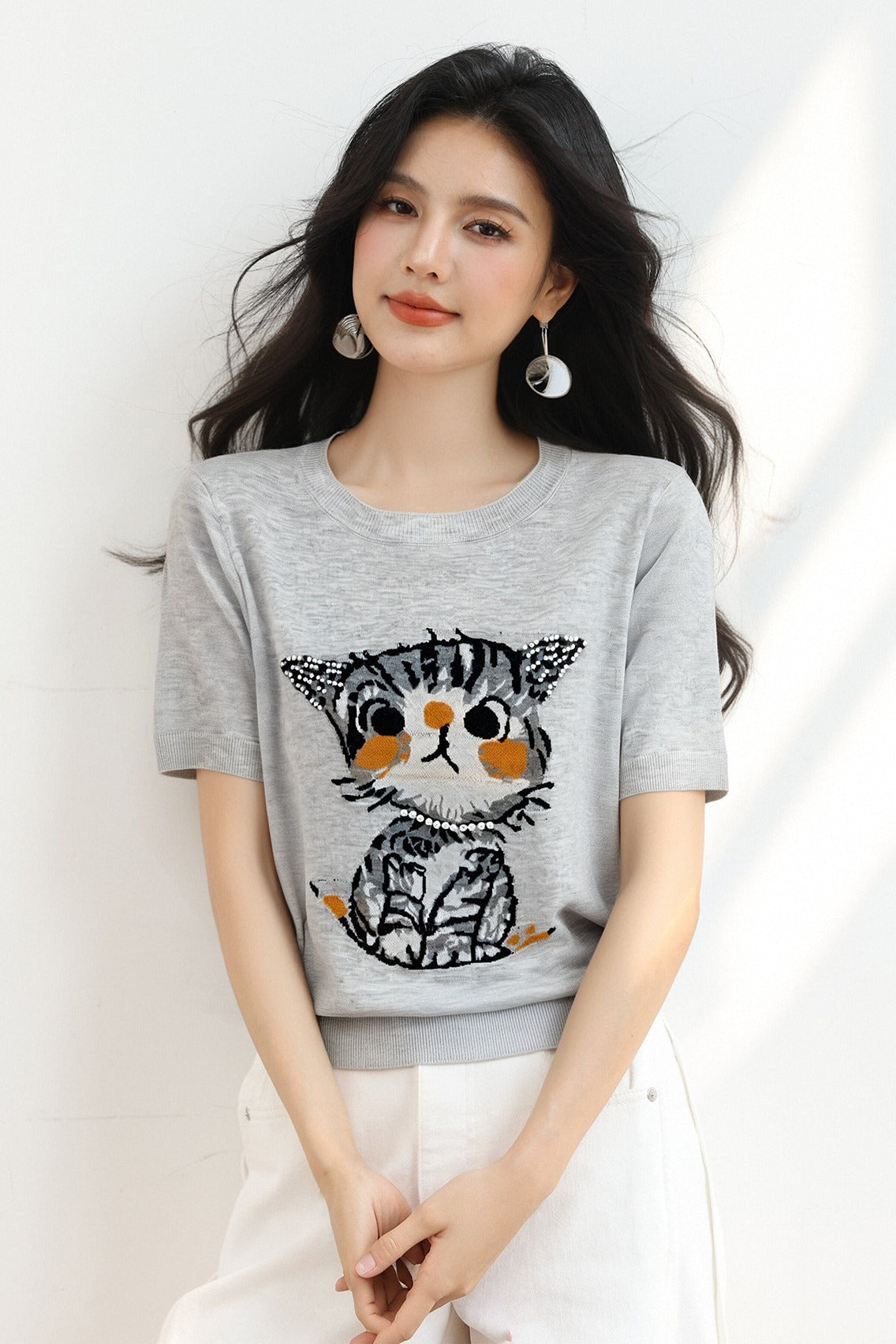 韓国猫半袖Tシャツ