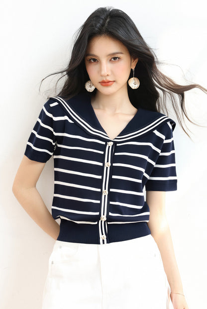 ニットウェアコントラストストライプ