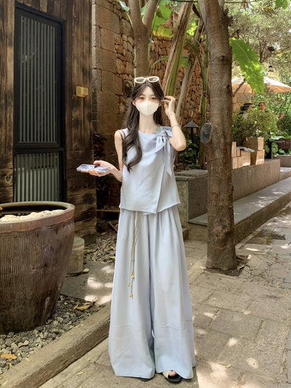 韓国リボンロングツーピースセット