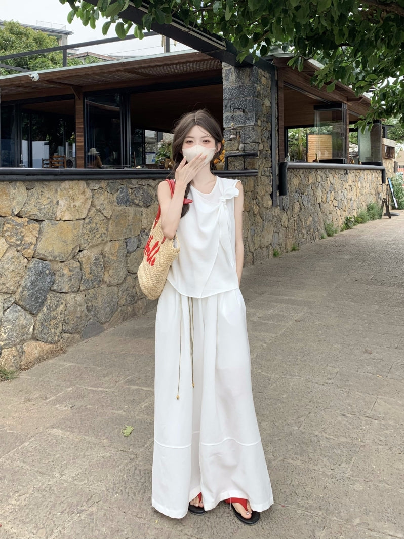 韓国リボンロングツーピースセット