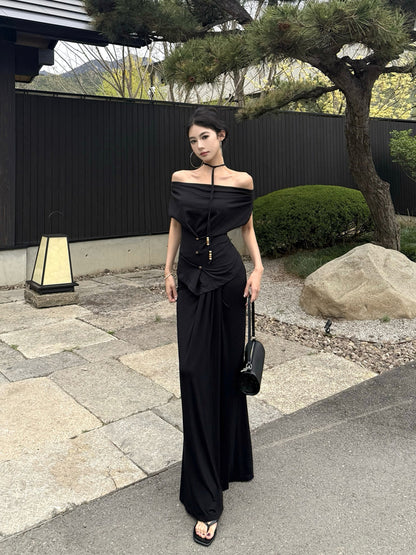 斜めショルダートップ +ヒップカバースカート