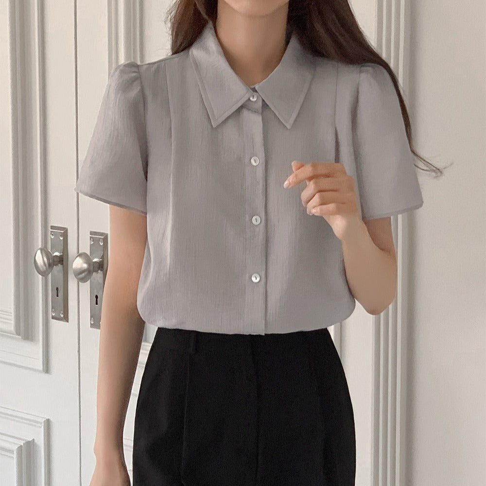 ブレストパフスリーブシフォンシャツ