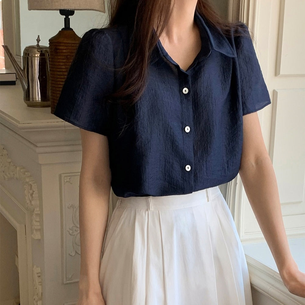 ブレストパフスリーブシフォンシャツ