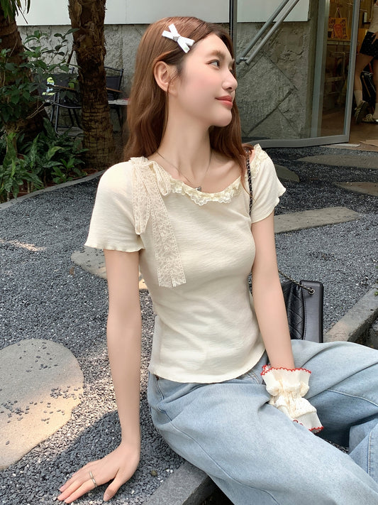 斜めショルダークロップトップ