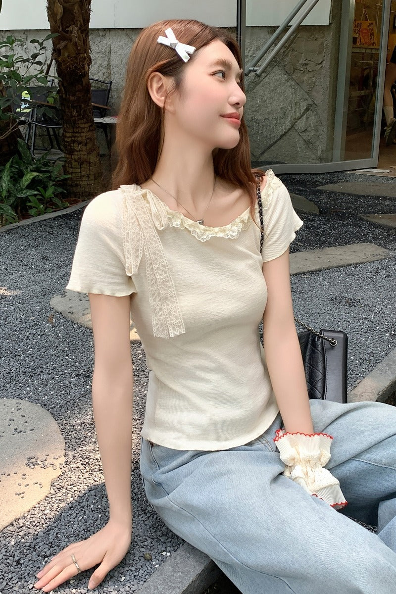 斜めショルダークロップトップ