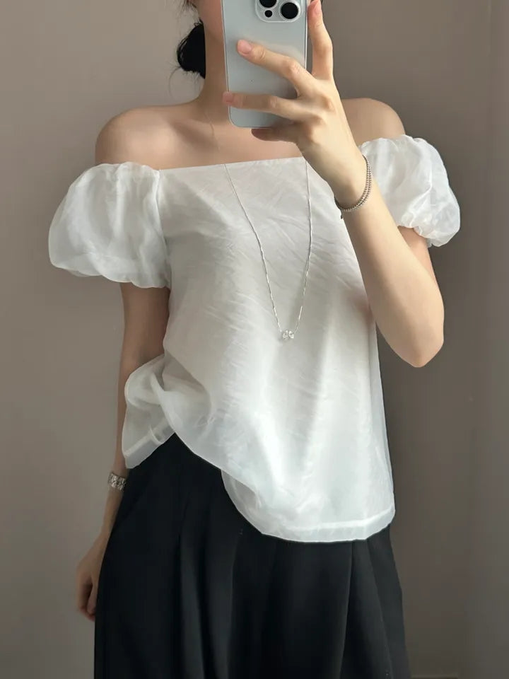 韓国夏フレンチファッションシフォンシャツ