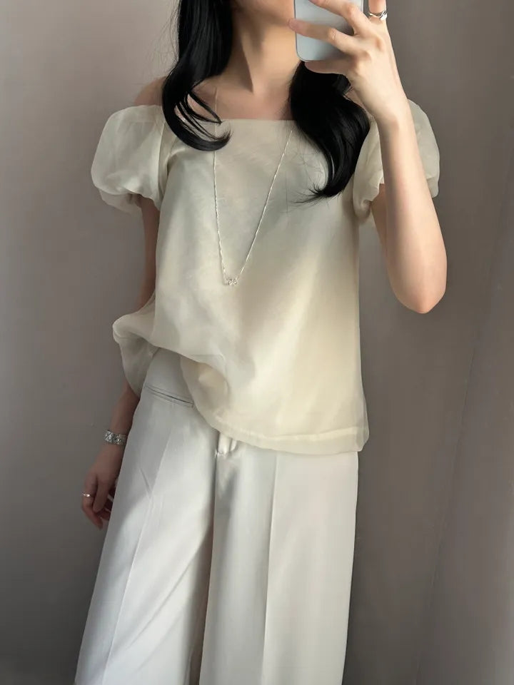 韓国夏フレンチファッションシフォンシャツ