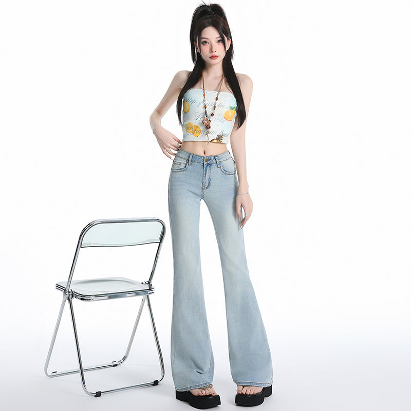 レトロローウエストのホットフレアパンツ