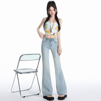 レトロローウエストのホットフレアパンツ