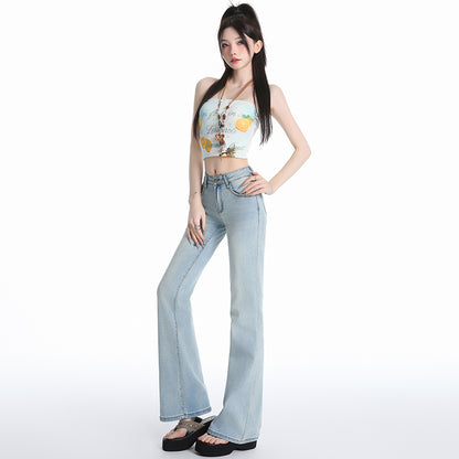 レトロローウエストのホットフレアパンツ