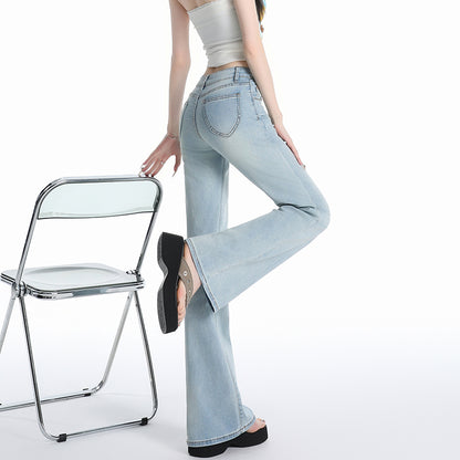 レトロローウエストのホットフレアパンツ