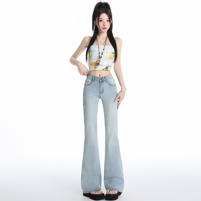 レトロローウエストのホットフレアパンツ