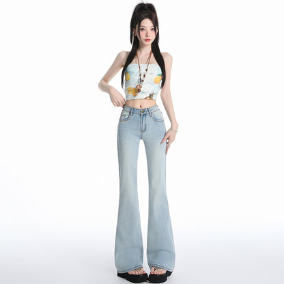 レトロローウエストのホットフレアパンツ