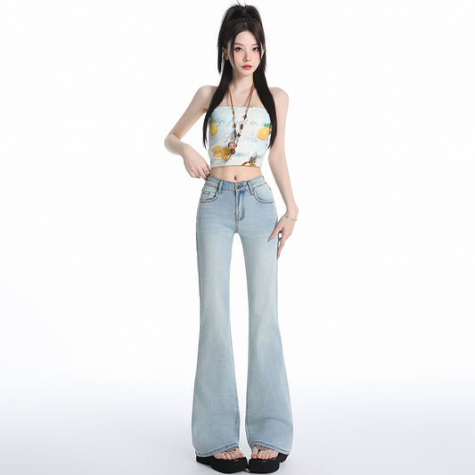 レトロローウエストのホットフレアパンツ