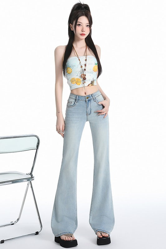 レトロローウエストのホットフレアパンツ