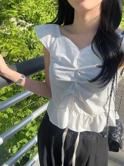 オフショルダーベストシャツトップ